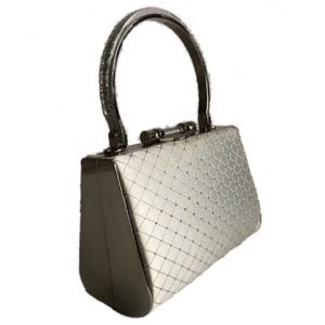 Vintage Y2K silver clutch evening hand bag purse wallet